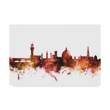 Michael Tompsett 'Florence Italy Skyline Red' Canvas Art,12x19